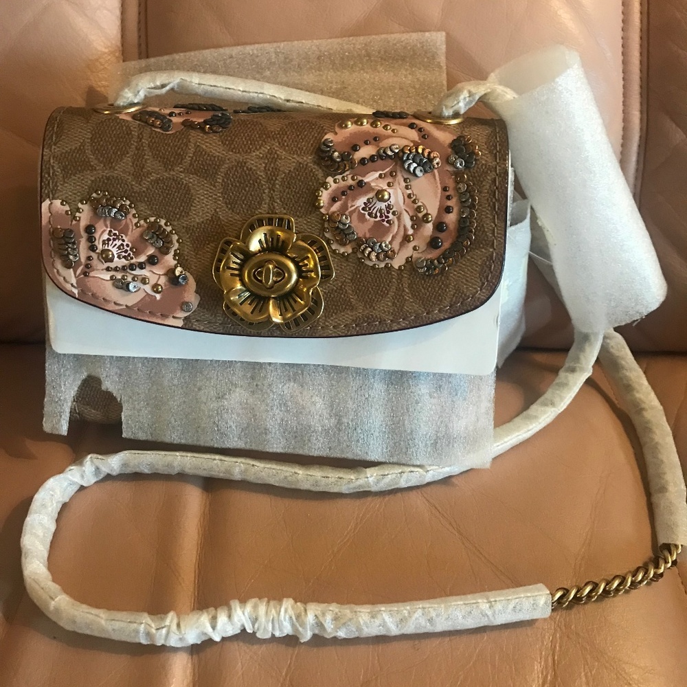 COACH Parker Embellished Floral Shoulder Bag NWOT